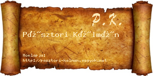 Pásztori Kálmán névjegykártya